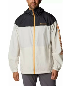 Coupon ⭐ Randonnee Pedestre Homme Columbia Veste Coupe Vent Columbia Flash Challenger Novelty BLANC ⌛