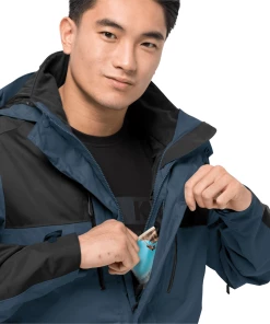 Budget 🧨 Randonnee Pedestre Homme Jack Wolfskin Veste Imperméable Jack Wolfskin Jasper Flex BLEU 🔔