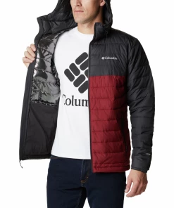 Remise 😉 Randonnee Pedestre Homme Columbia Veste À Capuche Columbia Powder Lite ROUGE 👍