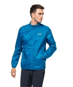 Budget 😍 Randonnee Pedestre Homme Jack Wolfskin Veste Imperméable Jack Wolfskin Pack & Go Windshell BLEU 🎁