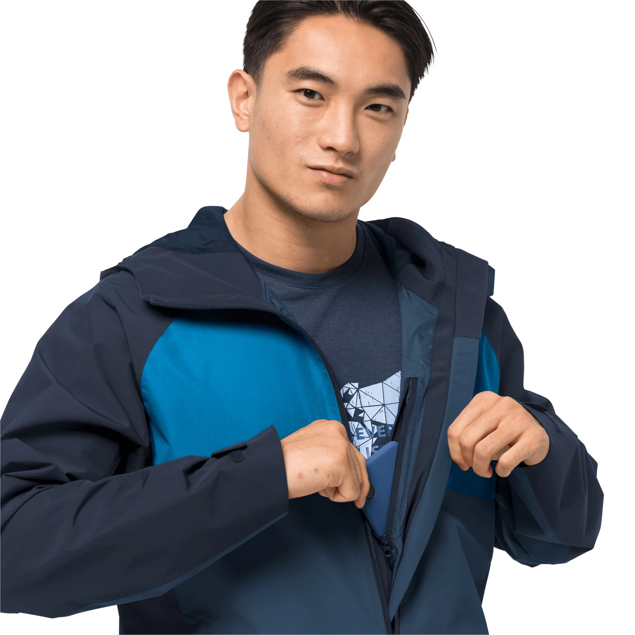 Tout neuf 😀 Randonnee Pedestre Homme Jack Wolfskin Veste Imperméable Jack Wolfskin Mount Isa BLEU 💯 2 Tout neuf 😀 Randonnee Pedestre Homme Jack Wolfskin Veste Imperméable Jack Wolfskin Mount Isa BLEU 💯 – Image 2