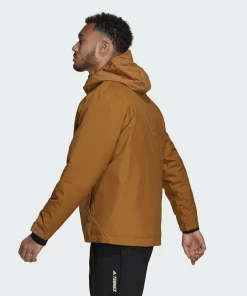 Sortie 👍 Randonnee Pedestre Homme Adidas Veste Adidas Terrex Multi Rain.rdy Primegreen Insulated 2l Rain MARRON ✨