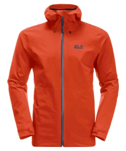 Acheter 🎉 Randonnee Pedestre Homme Jack Wolfskin Veste Imperméable Jack Wolfskin Highest Peak ROUGE 😍