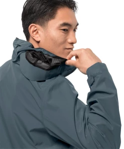 Remise 🥰 Randonnee Pedestre Homme Jack Wolfskin Veste Imperméable Jack Wolfskin Evandale GRIS 🛒