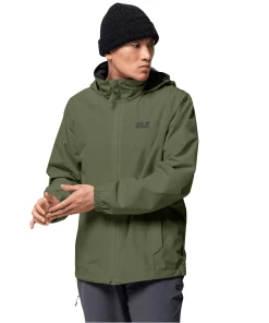 Sortie 😍 Randonnee Pedestre Homme Jack Wolfskin Veste Imperméable Jack Wolfskin Stormy Point VERT 🥰