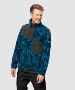 Offres ❤️ Randonnee Pedestre Homme Jack Wolfskin Polaire Jack Wolfskin 365 Fearless Snap Jaquard BLEU 😍