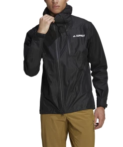 Remise 🌟 Randonnee Pedestre Homme Adidas Veste De Pluie Adidas Terrex Primeknit NOIR 😉