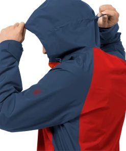 Tout neuf ✨ Randonnee Pedestre Homme Jack Wolfskin Veste Imperméable Jack Wolfskin Mount Isa ROUGE 🤩