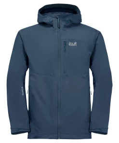 Remise 😀 Randonnee Pedestre Homme Jack Wolfskin Veste Imperméable Jack Wolfskin Eagle Peak BLEU ✨