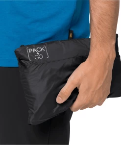 Remise ❤️ Randonnee Pedestre Homme Jack Wolfskin Veste Imperméable Jack Wolfskin Pack & Go Windshell NOIR 💯