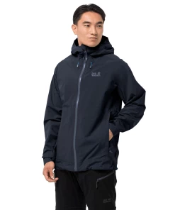 Acheter 🔔 Randonnee Pedestre Homme Jack Wolfskin Veste Imperméable Jack Wolfskin Highest Peak BLEU 🎉